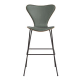 Fritz Hansen - 3197 høj barstol, naturfiner og forsidepolstret i Grace læder - Valnød - Concrete Grey læder - Warm Graphite stel - Jacobsen Plus