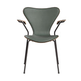 Fritz Hansen - 3207 stol med armlæn, naturfiner og forsidepolstret i Grace læder - Mørkbejdset eg - Concrete Grey læder - Warm Graphite stel - Jacobsen Plus