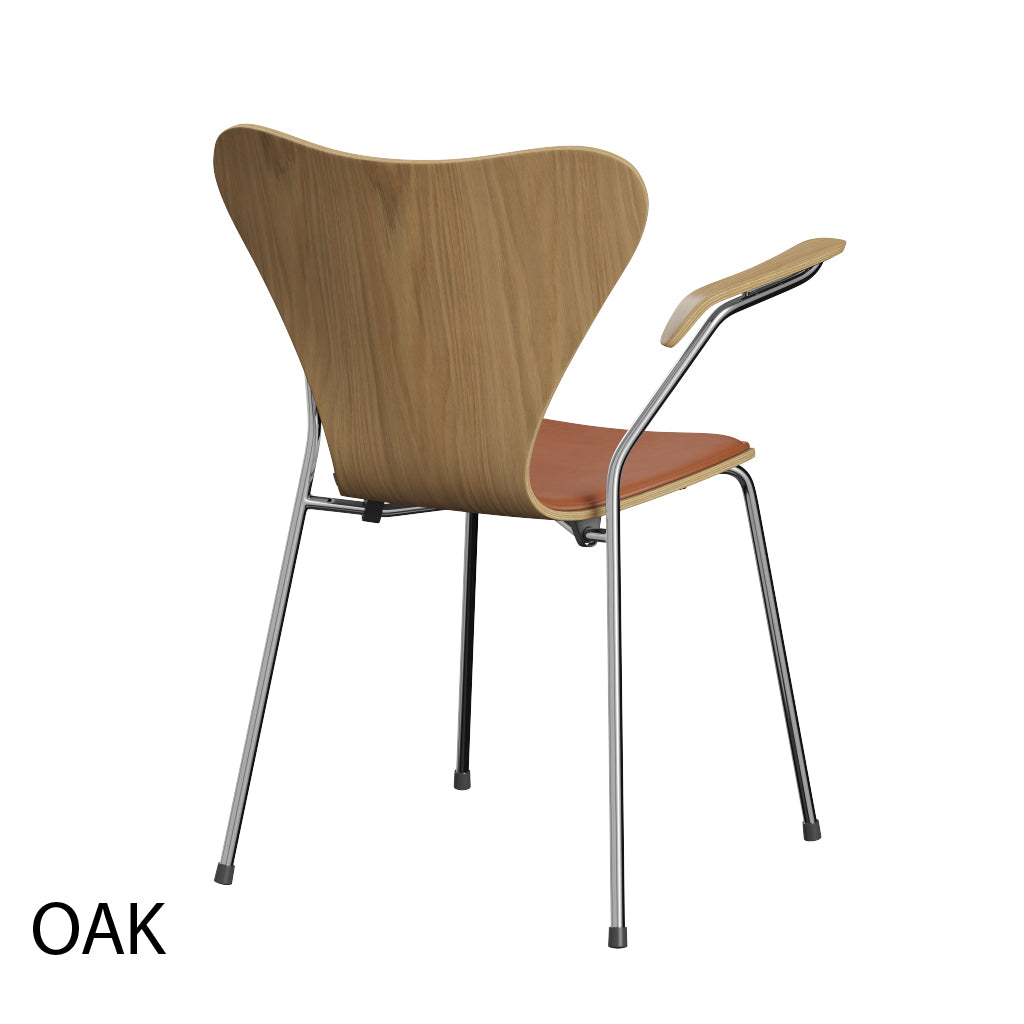 Fritz Hansen - 3207 stol med armlæn, naturfiner og forsidepolstret i Grace læder - 5 - Jacobsen Plus