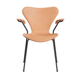Fritz Hansen - 3207 stol med armlæn, fuldpolstret i Natur læder - Warm Graphite stel - Jacobsen Plus