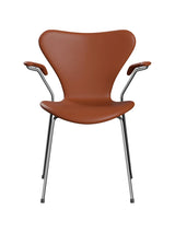 3207 stol m/armlæn, fuldpolstret Soft læder cognac/krom stel af Arne Jacobsen - 1 - Jacobsen Plus