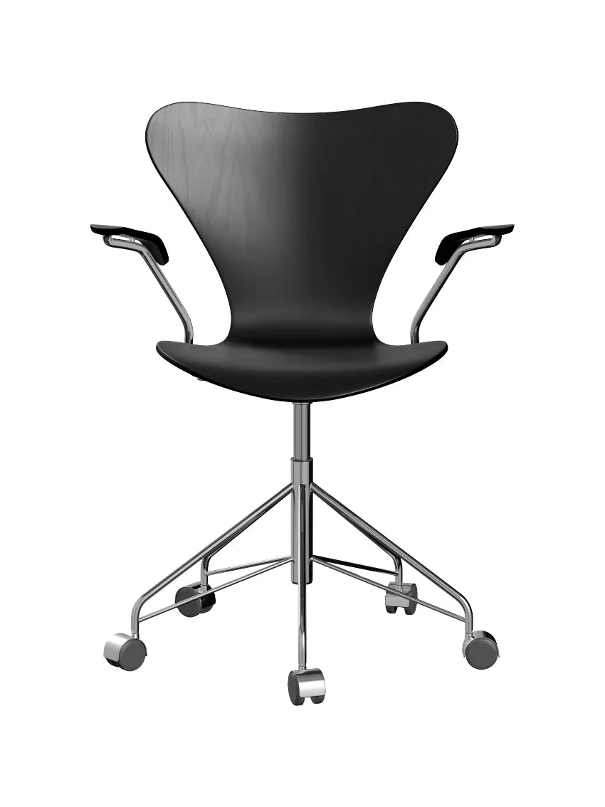 3217 Serie 7 Kontorstol af Arne Jacobsen - Uden polstring / Farvet ask / Sort - Jacobsen Plus