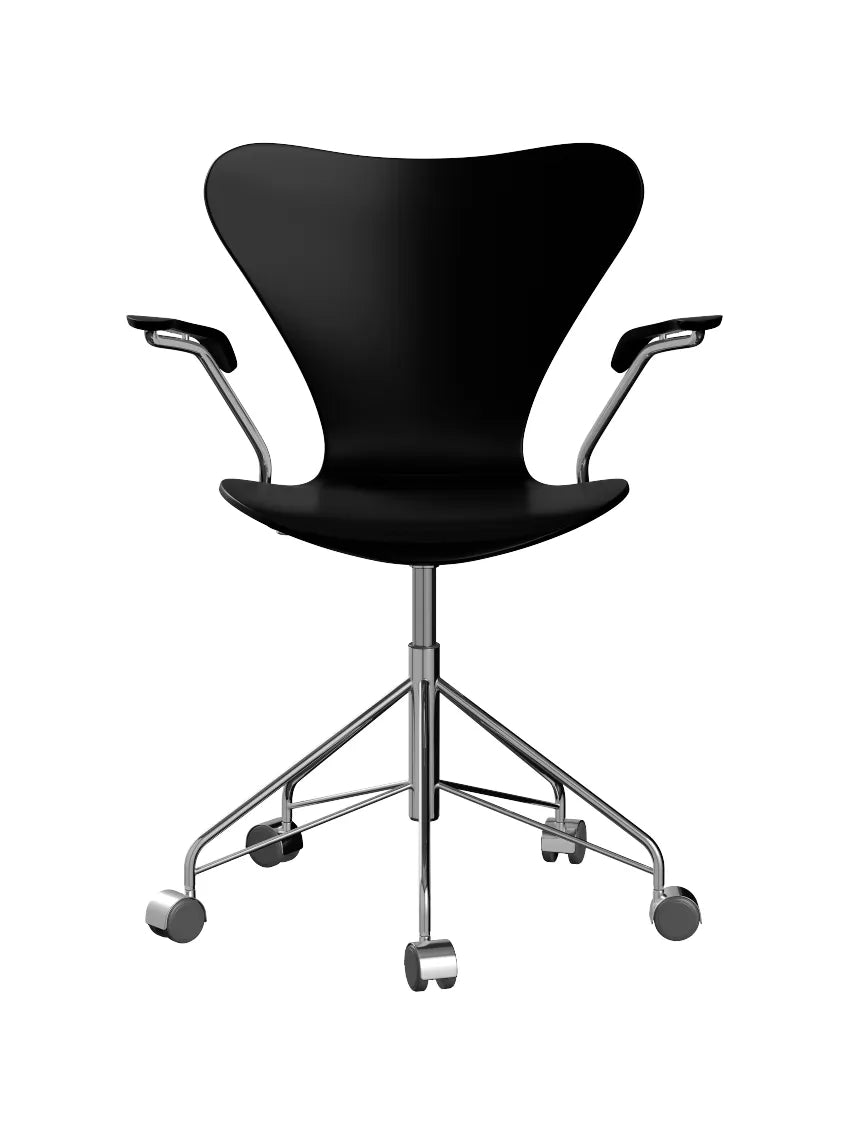 3217 Serie 7 Kontorstol af Arne Jacobsen - Uden polstring / Lakeret / Sort - Jacobsen Plus
