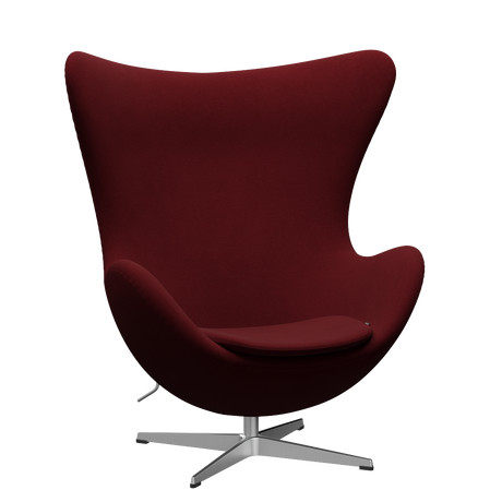 3316 Ægget loungestol, stel i børstet aluminium af Arne Jacobsen - Christianshavn - 1140 Red Uni - Jacobsen Plus