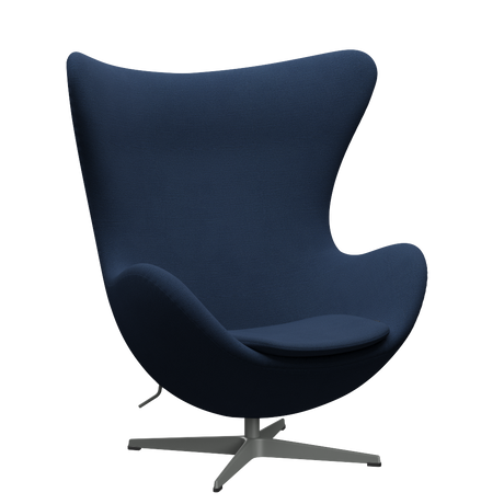 3316 Ægget loungestol, stel i silver grey af Arne Jacobsen - Christianshavn - 1154 Blue - Jacobsen Plus