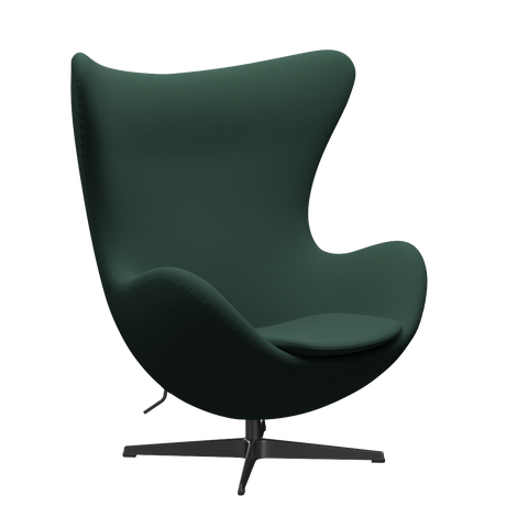 3316 Ægget loungestol, stel i sort af Arne Jacobsen - Christianshavn - 1160 Dark Green Uni - Jacobsen Plus