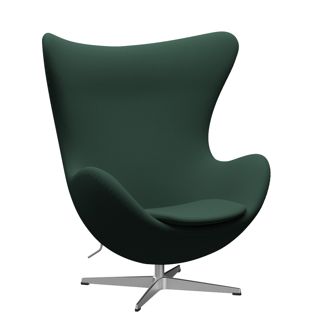 3316 Ægget loungestol, stel i børstet aluminium af Arne Jacobsen - Christianshavn - 1160 Dark Green Uni - Jacobsen Plus
