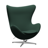 3316 Ægget loungestol, stel i børstet aluminium af Arne Jacobsen - Christianshavn - 1160 Dark Green Uni - Jacobsen Plus