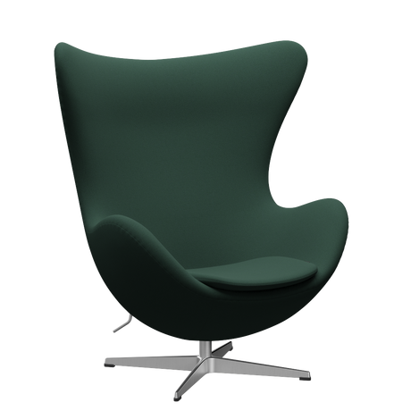 3316 Ægget loungestol, stel i børstet aluminium af Arne Jacobsen - Christianshavn - 1160 Dark Green Uni - Jacobsen Plus