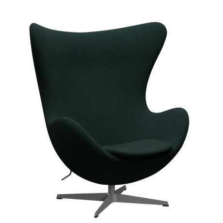 3316 Ægget loungestol, stel i silver grey af Arne Jacobsen - Christianshavn - 1161 Dark Green - Jacobsen Plus