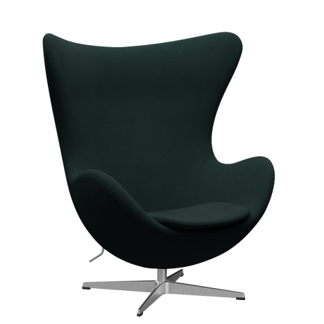 3316 Ægget loungestol, stel i børstet aluminium af Arne Jacobsen - Christianshavn - 1161 Dark Green - Jacobsen Plus