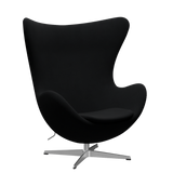 3316 Ægget loungestol, stel i børstet aluminium af Arne Jacobsen - Christianshavn - 1175 Black Uni - Jacobsen Plus