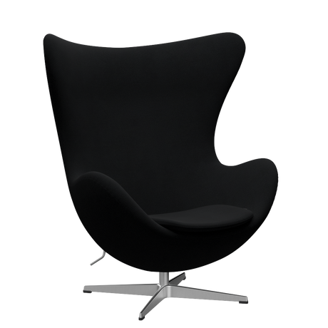 3316 Ægget loungestol, stel i børstet aluminium af Arne Jacobsen - Christianshavn - 1175 Black Uni - Jacobsen Plus