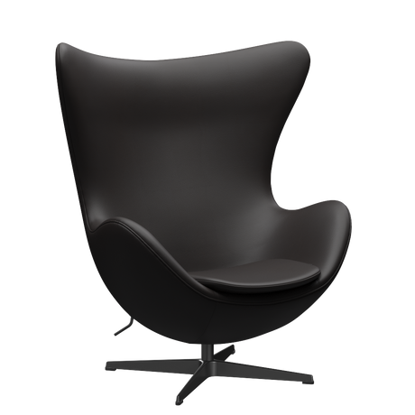 3316 Ægget loungestol, stel i sort af Arne Jacobsen - Aura læder - Black Brown - Jacobsen Plus