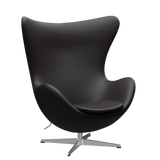 3316 Ægget loungestol, stel i børstet aluminium af Arne Jacobsen - Aura læder - Black Brown - Jacobsen Plus