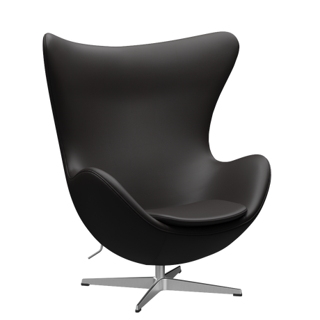 3316 Ægget loungestol, stel i børstet aluminium af Arne Jacobsen - Aura læder - Black Brown - Jacobsen Plus