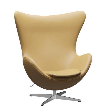 3316 Ægget loungestol, stel i børstet aluminium af Arne Jacobsen - Aura læder - Beige - Jacobsen Plus