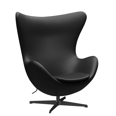 3316 Ægget loungestol, stel i sort af Arne Jacobsen - Aura læder - Black - Jacobsen Plus
