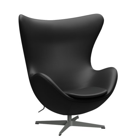 3316 Ægget loungestol, stel i silver grey af Arne Jacobsen - Aura læder - Black - Jacobsen Plus