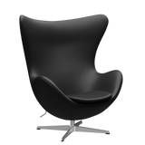 3316 Ægget loungestol, stel i børstet aluminium af Arne Jacobsen - Aura læder - Black - Jacobsen Plus