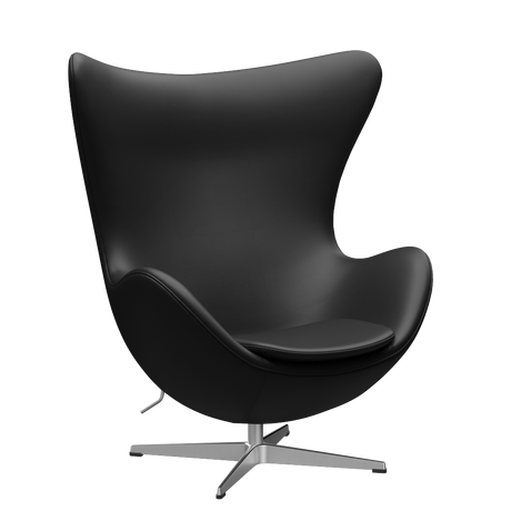3316 Ægget loungestol, stel i børstet aluminium af Arne Jacobsen - Aura læder - Black - Jacobsen Plus