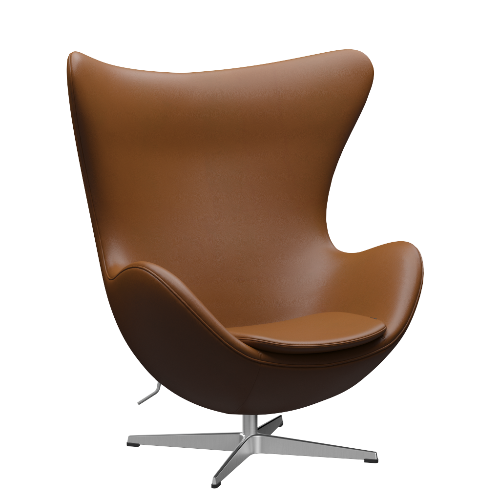 3316 Ægget loungestol, stel i børstet aluminium af Arne Jacobsen - Aura læder - Walnut - Jacobsen Plus