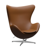 3316 Ægget loungestol, stel i børstet aluminium af Arne Jacobsen - Aura læder - Walnut - Jacobsen Plus