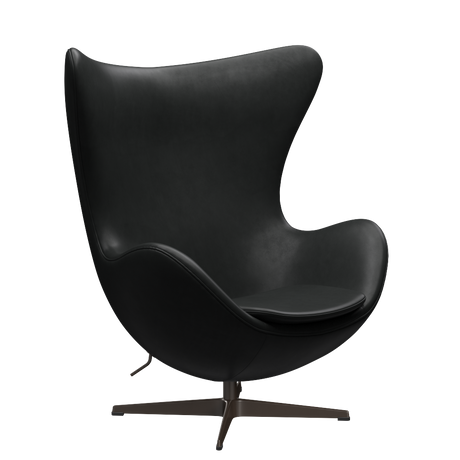 3316 Ægget loungestol, stel i brown bronze af Arne Jacobsen - Grace læder - Black - Jacobsen Plus