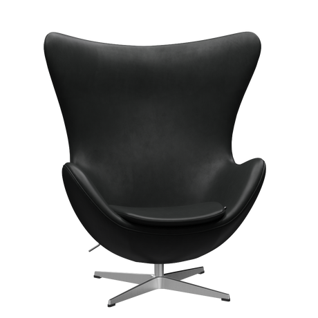 3316 Ægget loungestol, stel i børstet aluminium af Arne Jacobsen - Grace læder - Black - Jacobsen Plus