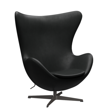 3316 Ægget loungestol, stel i warm graphite af Arne Jacobsen - Grace læder - Black - Jacobsen Plus