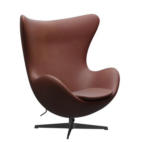 3316 Ægget loungestol, stel i sort af Arne Jacobsen - Grace læder - Chestnut - Jacobsen Plus
