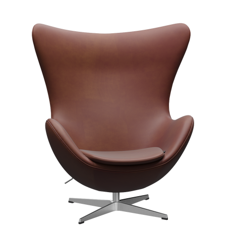 3316 Ægget loungestol, stel i børstet aluminium af Arne Jacobsen - Grace læder - Chestnut - Jacobsen Plus