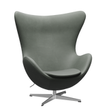 3316 Ægget loungestol, stel i børstet aluminium af Arne Jacobsen - Grace læder - Concrete Grey - Jacobsen Plus