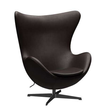 3316 Ægget loungestol, stel i sort af Arne Jacobsen - Grace læder - Dark Brown - Jacobsen Plus