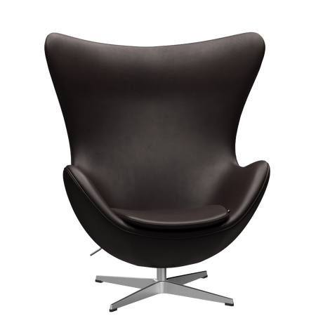 3316 Ægget loungestol, stel i børstet aluminium af Arne Jacobsen - Grace læder - Dark Brown - Jacobsen Plus