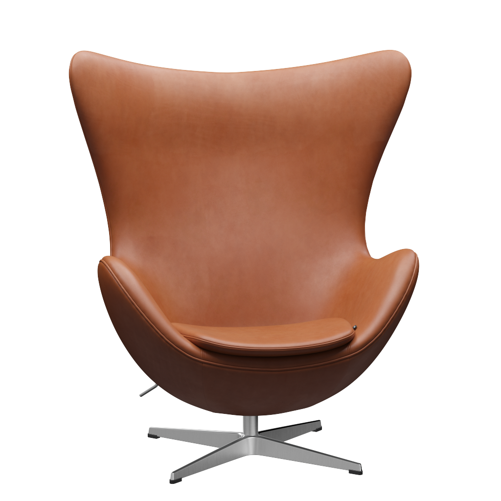 3316 Ægget loungestol, stel i børstet aluminium af Arne Jacobsen - Grace læder - Walnut - Jacobsen Plus