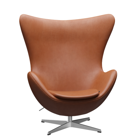 3316 Ægget loungestol, stel i børstet aluminium af Arne Jacobsen - Grace læder - Walnut - Jacobsen Plus