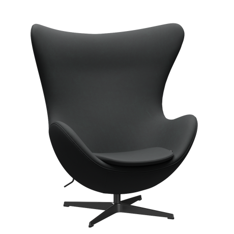 3316 Ægget loungestol, stel i sort af Arne Jacobsen - Haze læder - Anthracite - Jacobsen Plus
