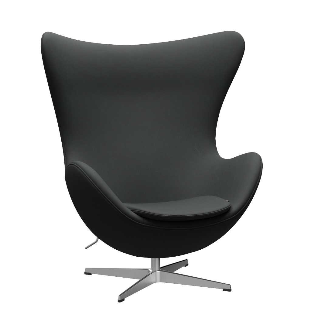3316 Ægget loungestol, stel i børstet aluminium af Arne Jacobsen - Haze læder - Anthracite - Jacobsen Plus