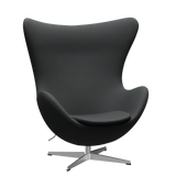 3316 Ægget loungestol, stel i børstet aluminium af Arne Jacobsen - Haze læder - Anthracite - Jacobsen Plus