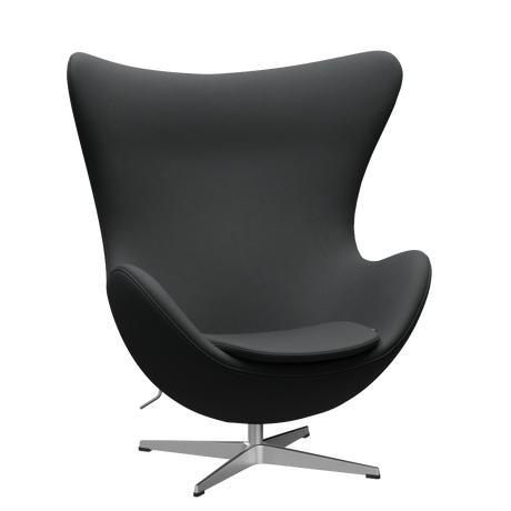 3316 Ægget loungestol, stel i børstet aluminium af Arne Jacobsen - Haze læder - Anthracite - Jacobsen Plus
