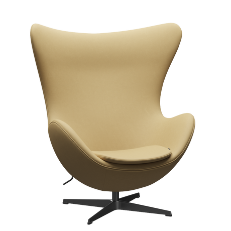 3316 Ægget loungestol, stel i sort af Arne Jacobsen - Haze læder - Beige - Jacobsen Plus