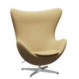 3316 Ægget loungestol, stel i børstet aluminium af Arne Jacobsen - Haze læder - Beige - Jacobsen Plus