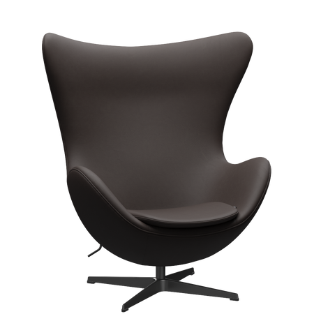 3316 Ægget loungestol, stel i sort af Arne Jacobsen - Haze læder - Dark Brown - Jacobsen Plus