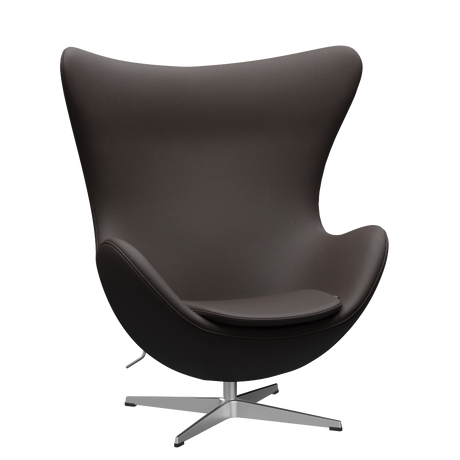 3316 Ægget loungestol, stel i børstet aluminium af Arne Jacobsen - Haze læder - Dark Brown - Jacobsen Plus