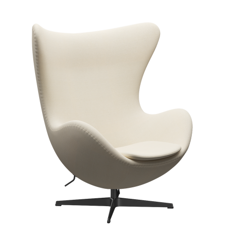 3316 Ægget loungestol, stel i sort af Arne Jacobsen - Hallingdal - 100 Off White - Jacobsen Plus
