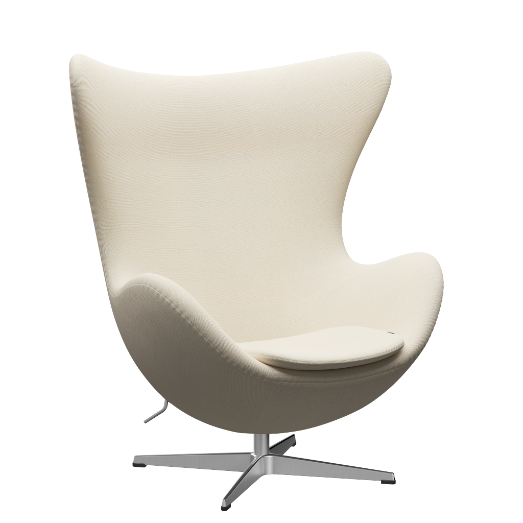 3316 Ægget loungestol, stel i børstet aluminium af Arne Jacobsen - Hallingdal - 100 Off White - Jacobsen Plus
