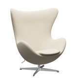 3316 Ægget loungestol, stel i børstet aluminium af Arne Jacobsen - Hallingdal - 100 Off White - Jacobsen Plus