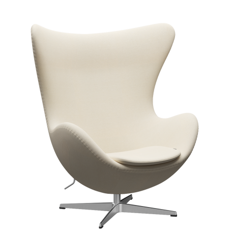 3316 Ægget loungestol, stel i børstet aluminium af Arne Jacobsen - Hallingdal - 100 Off White - Jacobsen Plus