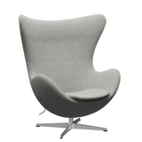 3316 Ægget loungestol, stel i børstet aluminium af Arne Jacobsen - Hallingdal - 110 White/Grey - Jacobsen Plus
